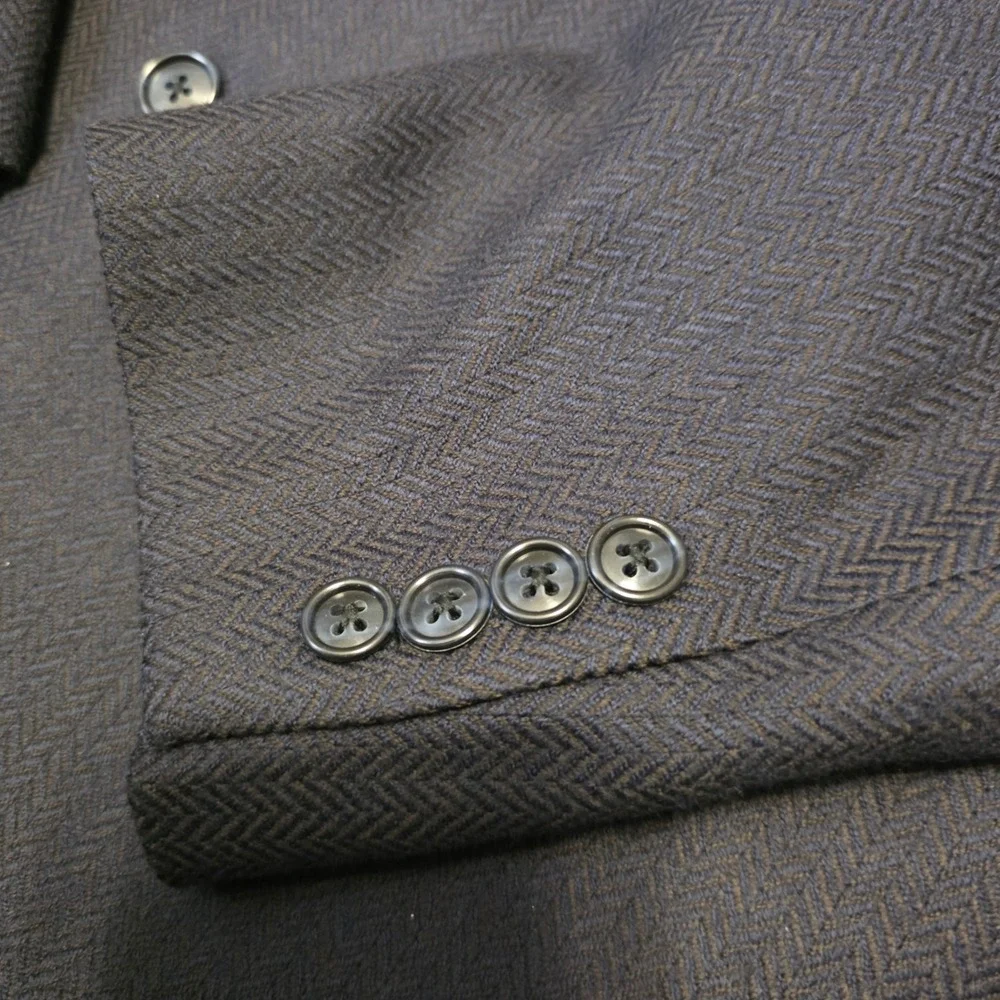 Calvin Klein Mens‎ Navy Blue Herringbone 100% Wool 3-Button Blazer Jacket Canada